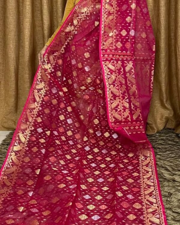 Chakro Jori Soft Rani Jamdani Saree