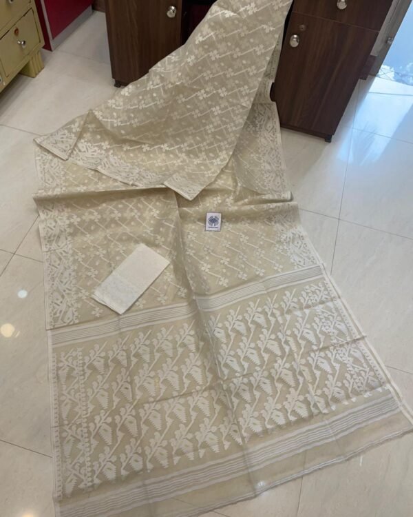 Jashmin Soft Cream Jamdani Saree