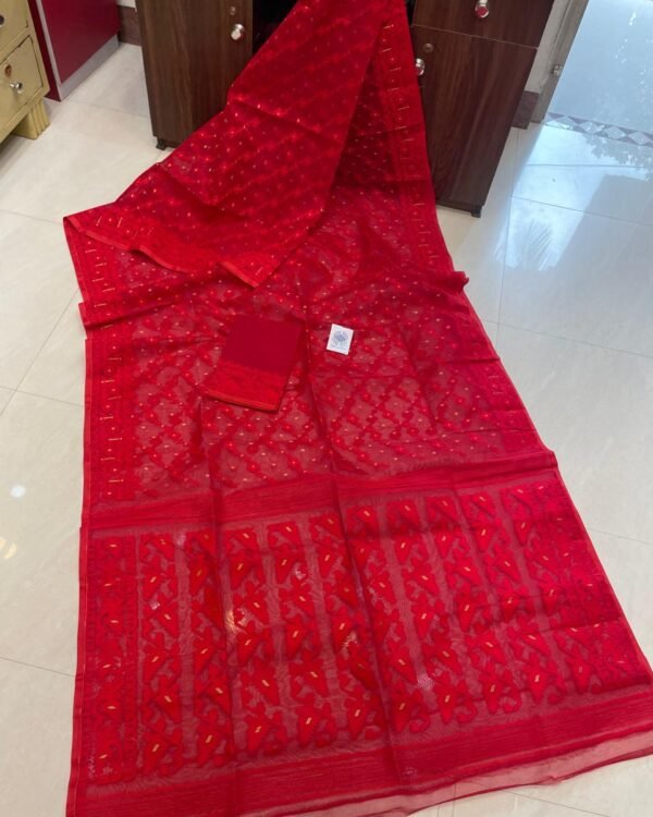 Jashmin Soft Red Jamdani Saree