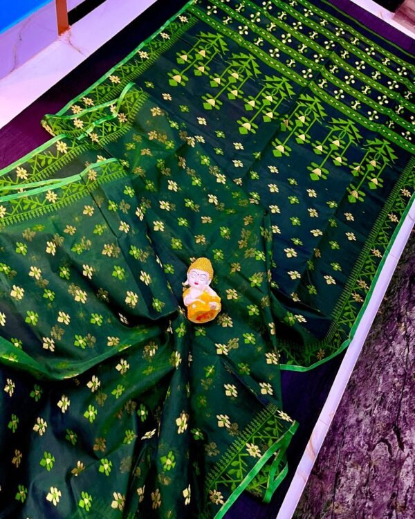 New Bd Soft Bottol Green Jamdani Saree