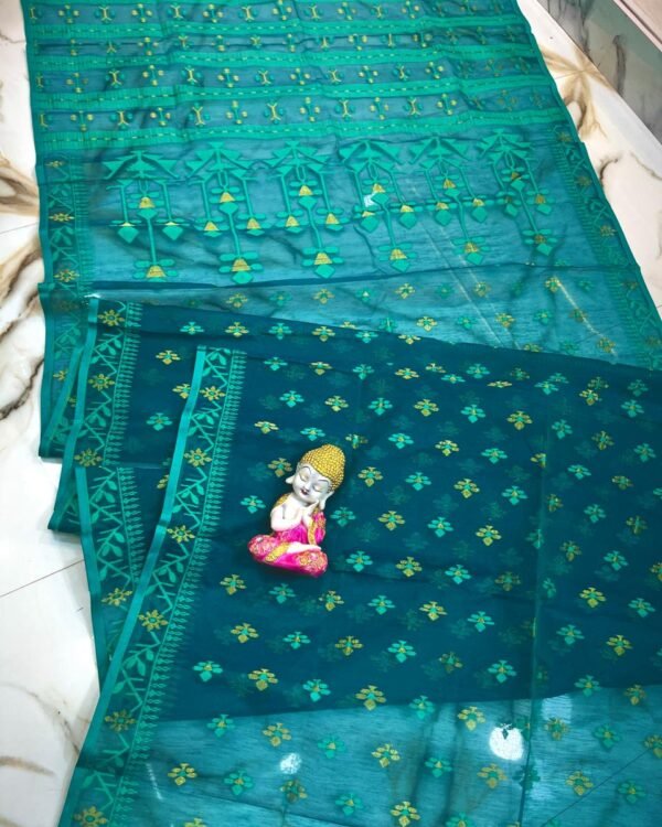 New Bd Soft Raja Green Jamdani Saree