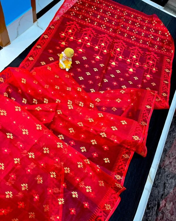 New Bd Soft Red Jamdani Saree
