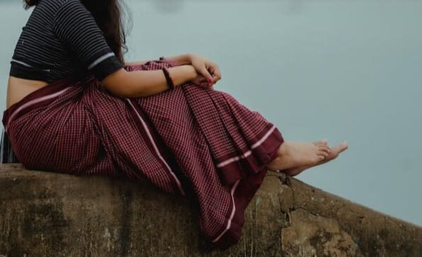 Border Mini Chek Brown Soft Cotton Saree