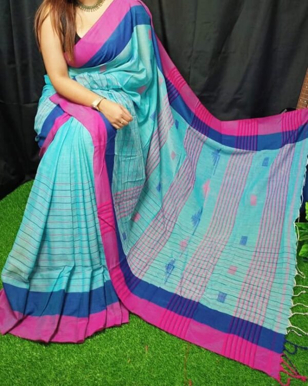Buti Chek Soft Firoja Cotton Saree