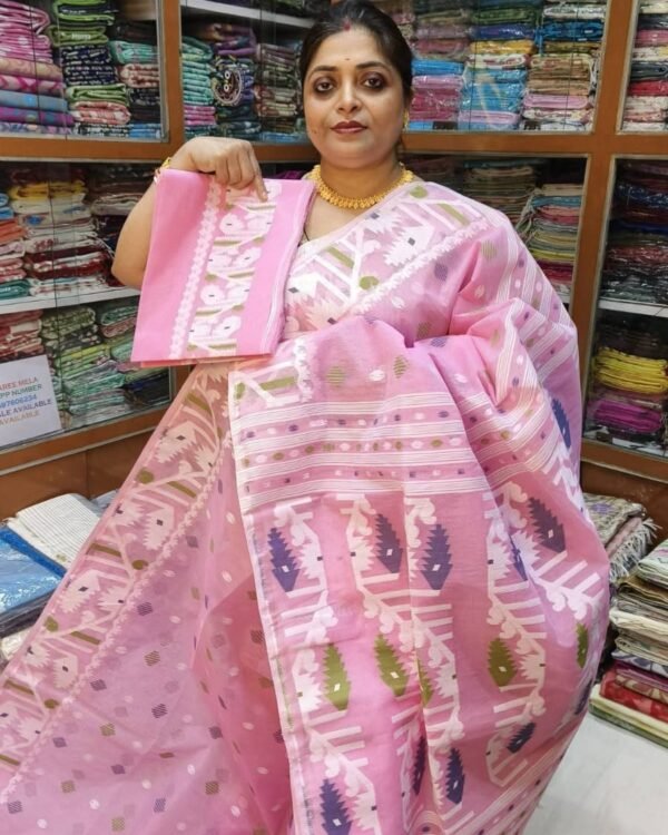 Handloom Dhakai Soft Pink Jamdani Saree
