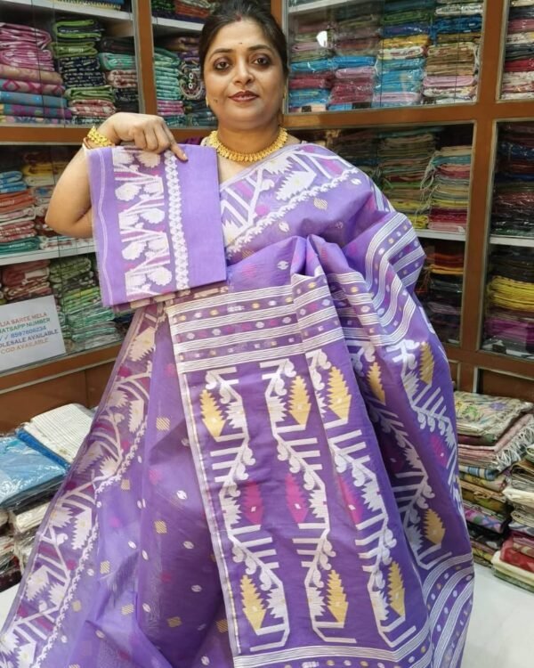 Handloom Dhakai Soft Purple Jamdani Saree