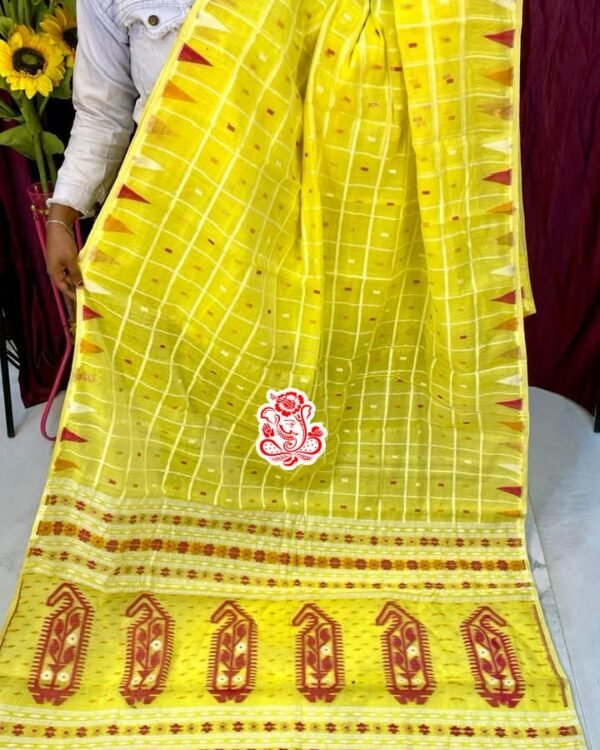 Dat Par Soft Yellow Jamdani Saree