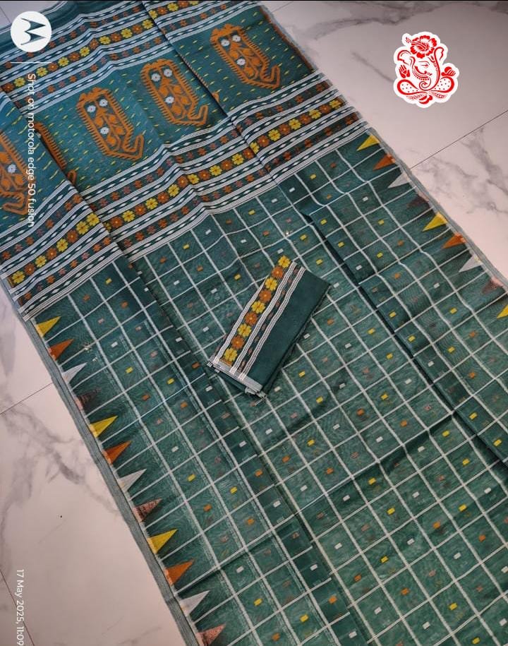 Dat Par Soft Green Jamdani Saree