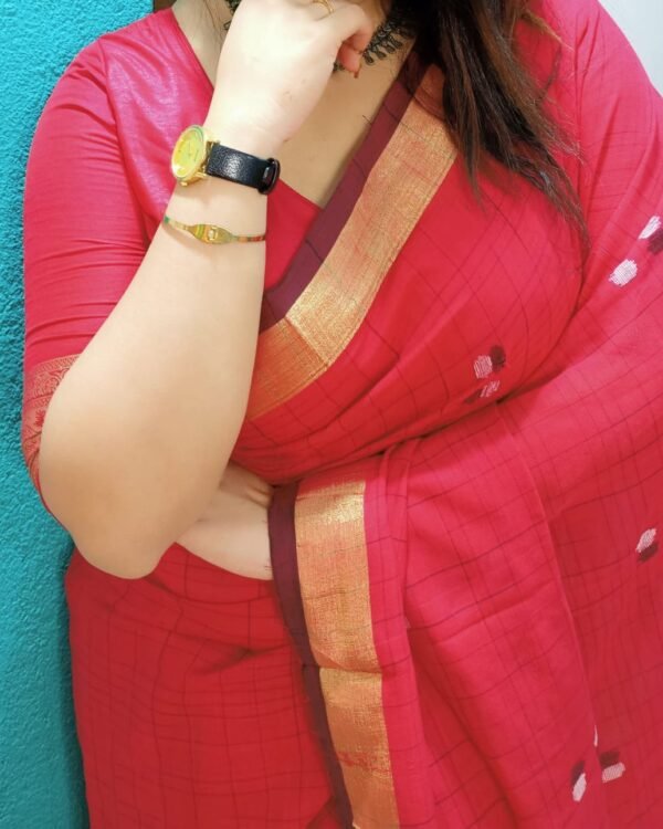 Ball Design Cotton Red Soft Saree