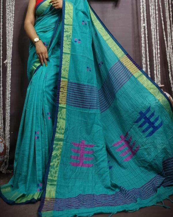 Ball Design Cotton Firoja Soft Saree