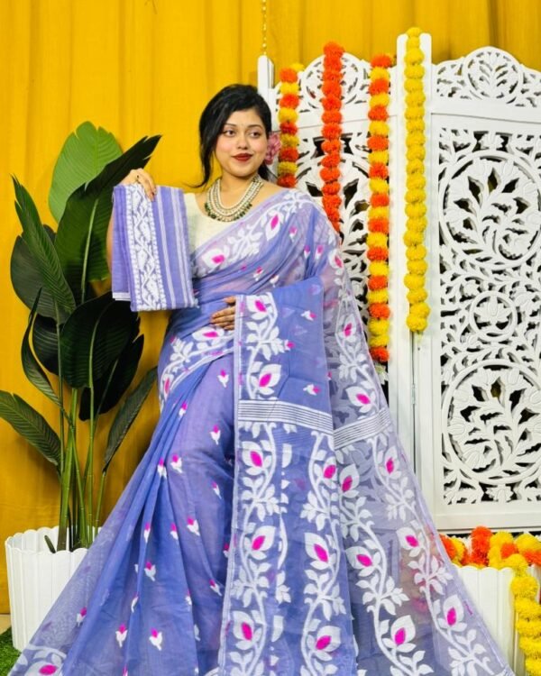 Dat Par Soft Purple Jamdani Saree