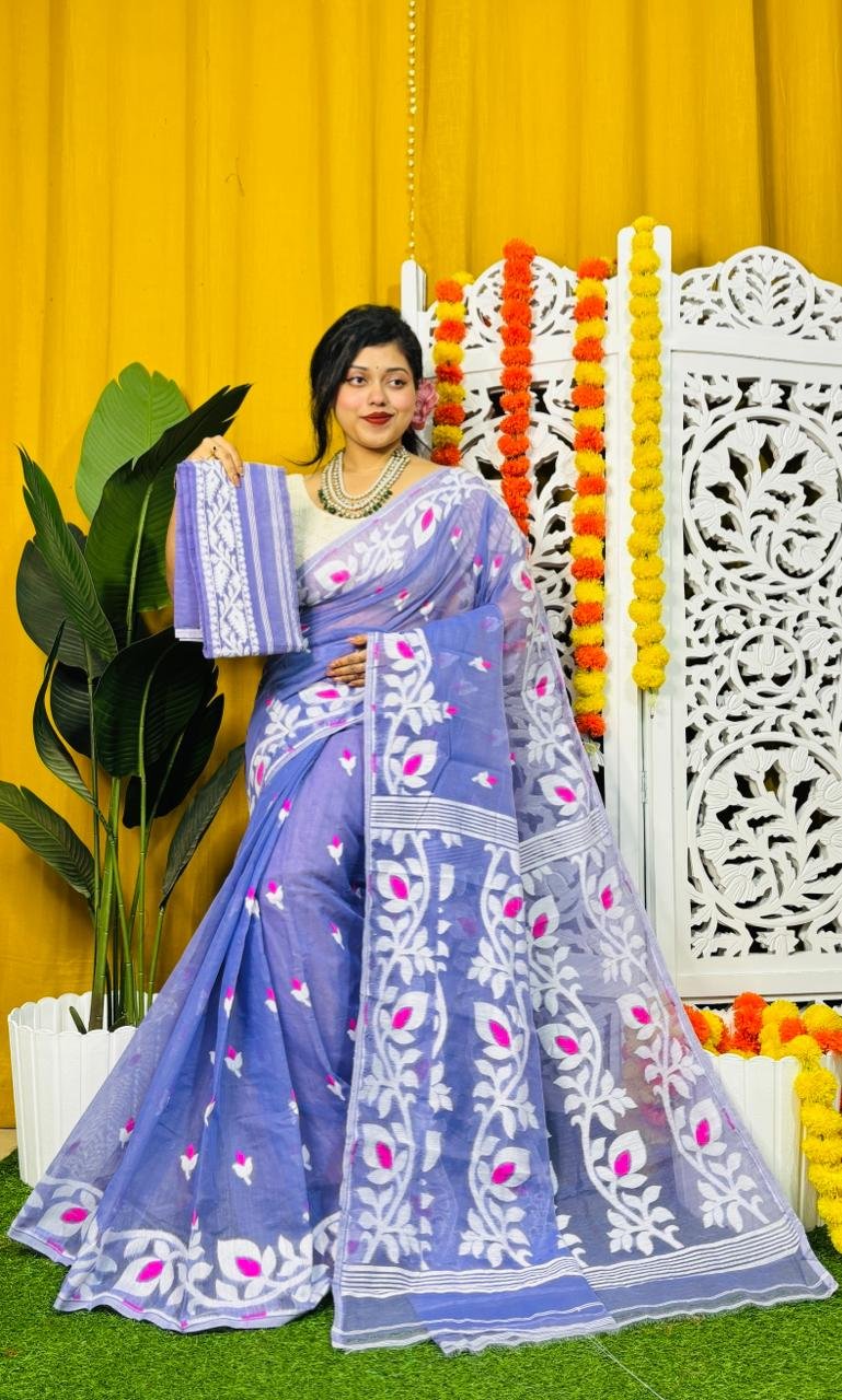 Dat Par Soft Purple Jamdani Saree
