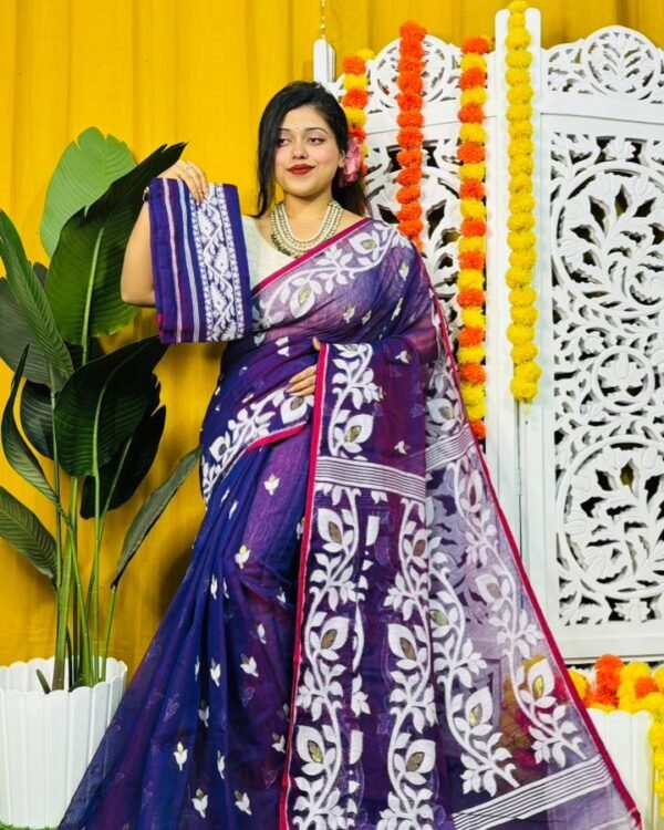 Dat Par Soft Dueltone Jamdani Saree