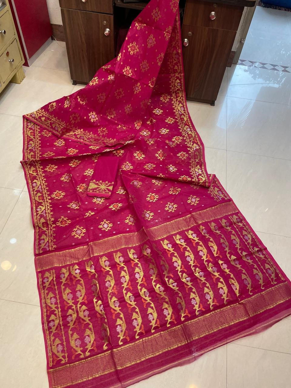 Jori Bd Soft Rani Jamdani Saree