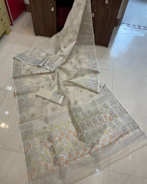 Jori Bd Soft Cream Jamdani Saree