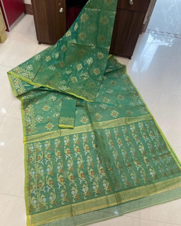 Jori Bd Soft Bottol Green Jamdani Saree