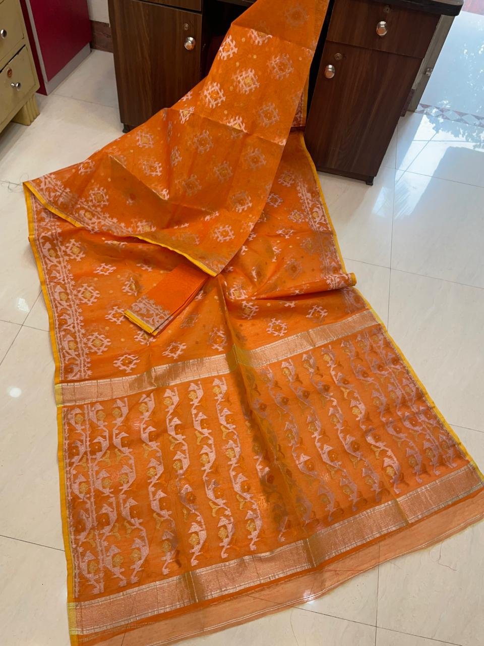 Jori Bd Soft Orange Jamdani Saree