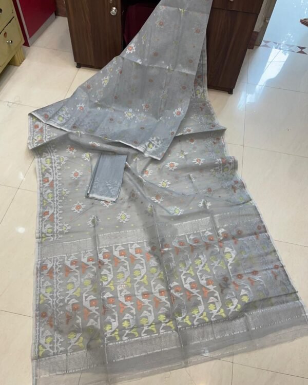 Jori Bd Soft Grey Jamdani Saree