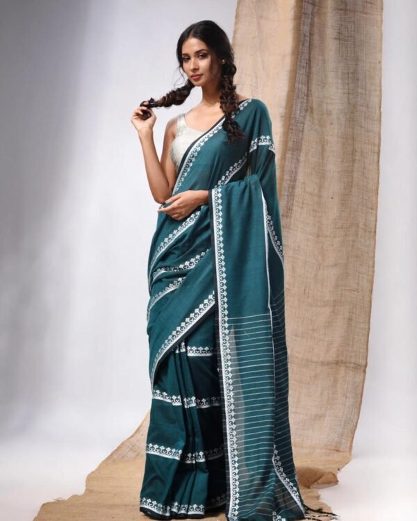 Bidda Balan Raja Green Cotton Soft Saree