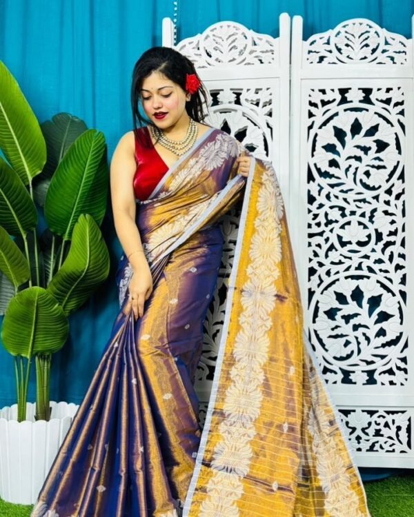 Tishu Cotton Purple Soft Saree