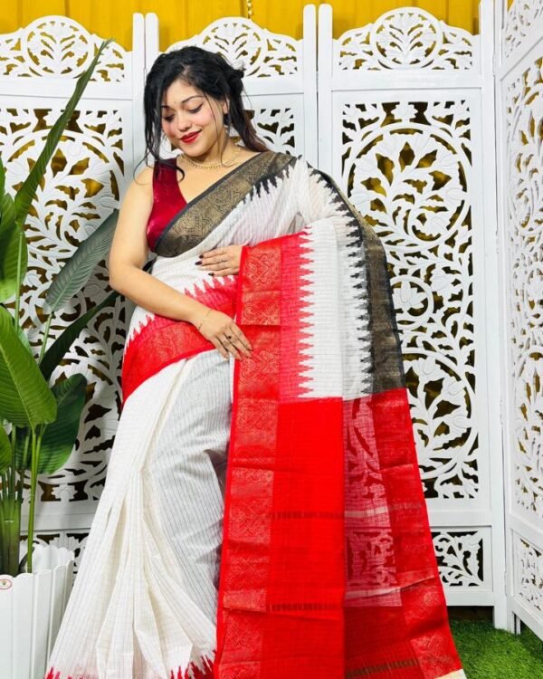 Madhurai Soft Black Red Cotton Saree