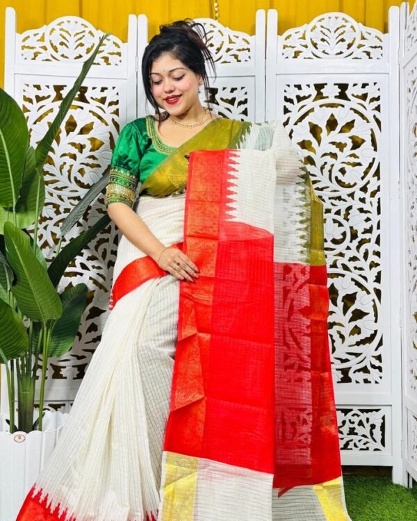 Madhurai Soft Red Pasta Cotton Saree