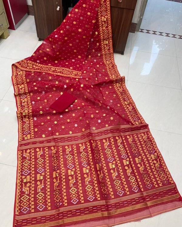 Borfi Border Marun Soft Jamdani Saree
