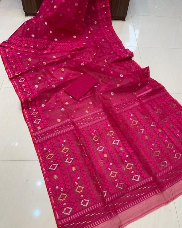 Borfi Border Rani Soft Jamdani Saree