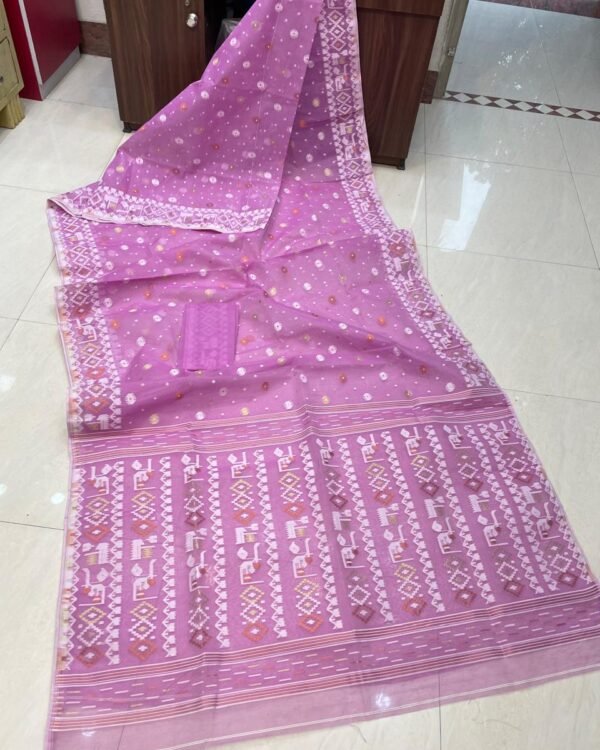 Borfi Border Lavender Soft Jamdani Saree