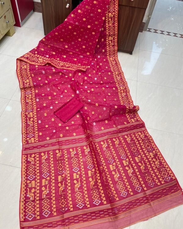 Borfi Border Marun Soft Jamdani Saree