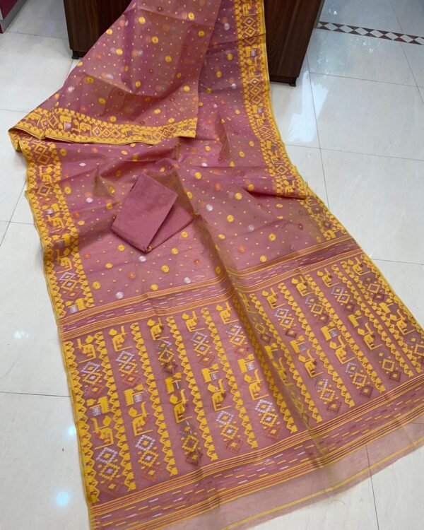 Borfi Border Light Brown Soft Jamdani Saree