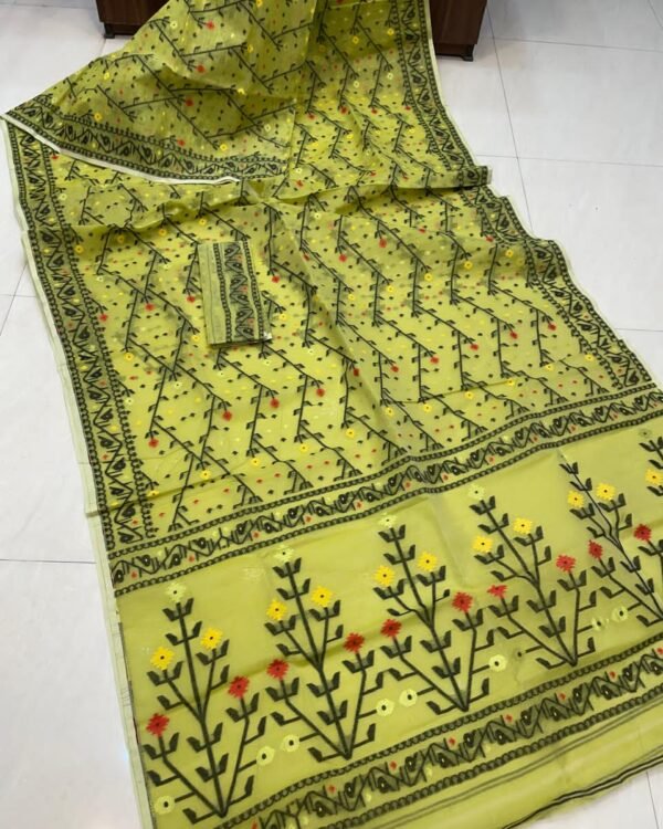 Flower Chain Soft Batabi Jamdani Saree