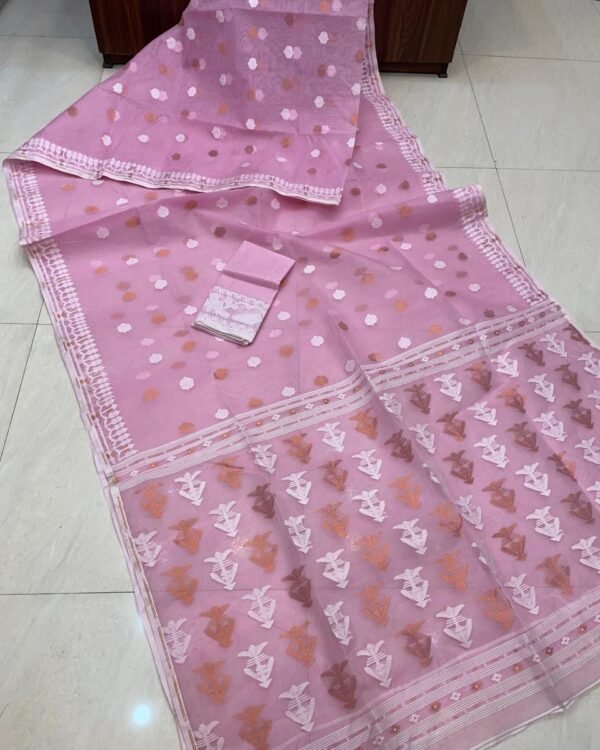 Tisul Achol Soft Lavender Jamdani Saree