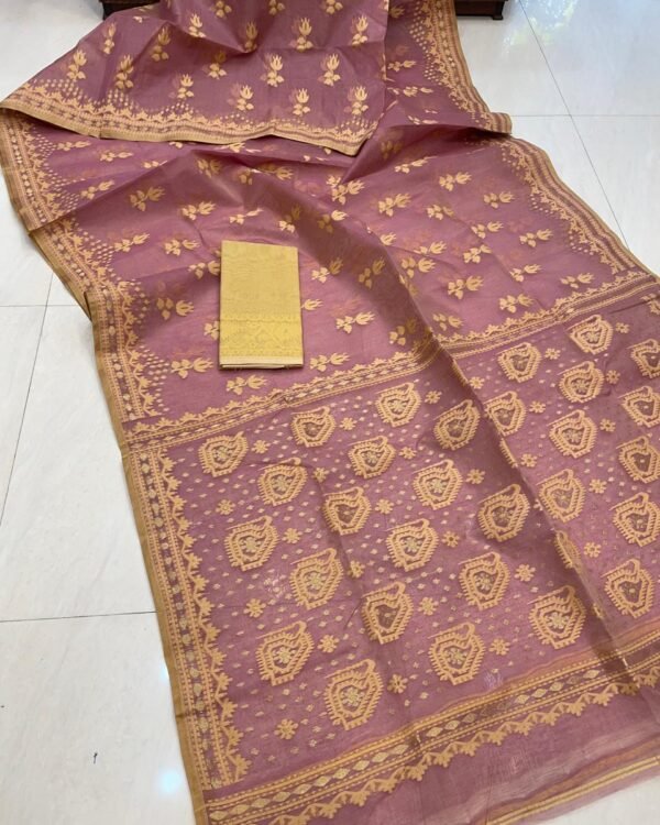 Achol Maya Soft Brown Jamdani Saree