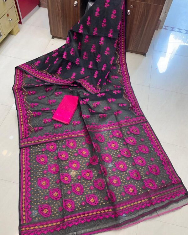 Achol Maya Soft Black Jamdani Saree