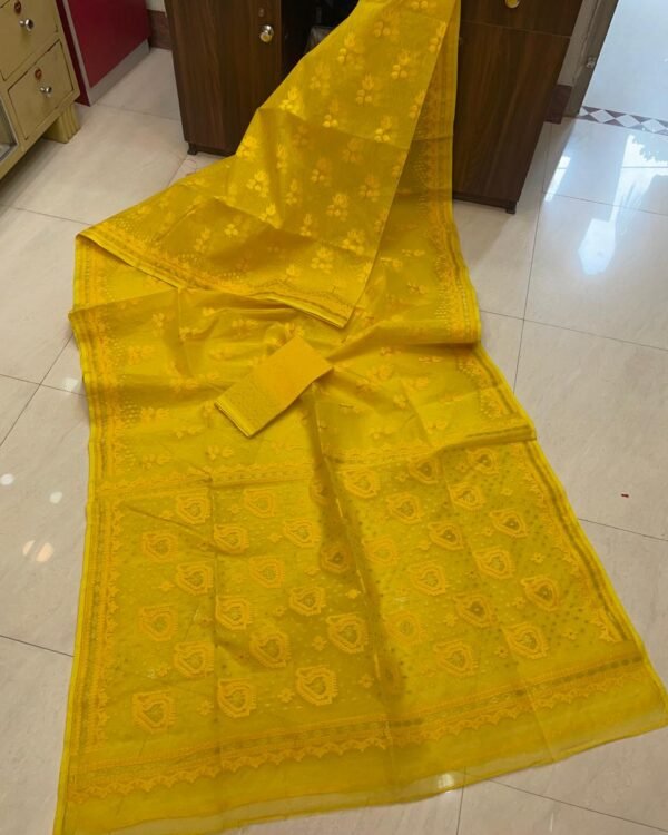 Achol Maya Soft Yellow Jamdani Saree