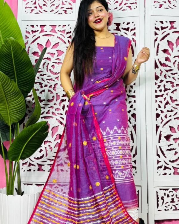 Flower Buti Dueltone Unstitched 2 Piece Jamdani Suit Set