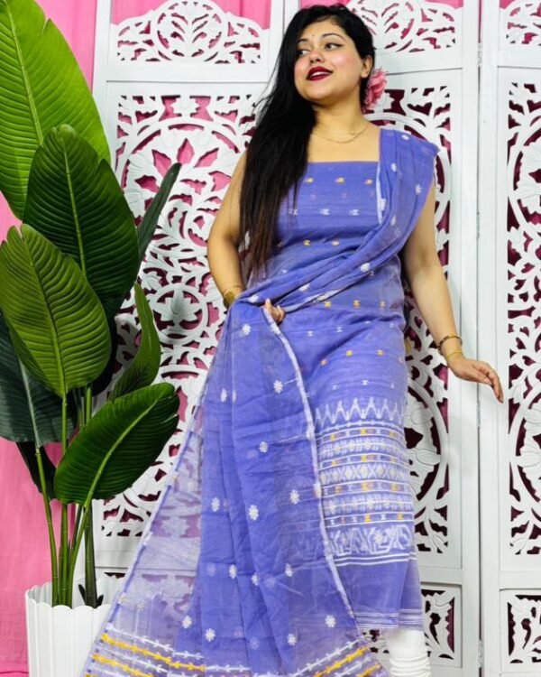 Flower Buti Purple Unstitched 2 Piece Jamdani Suit Set