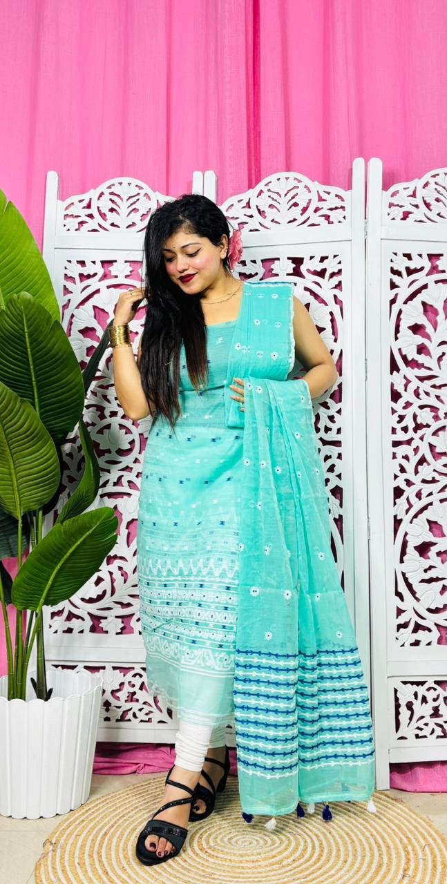 Flower Buti Firoja Unstitched 2 Piece Jamdani Suit Set