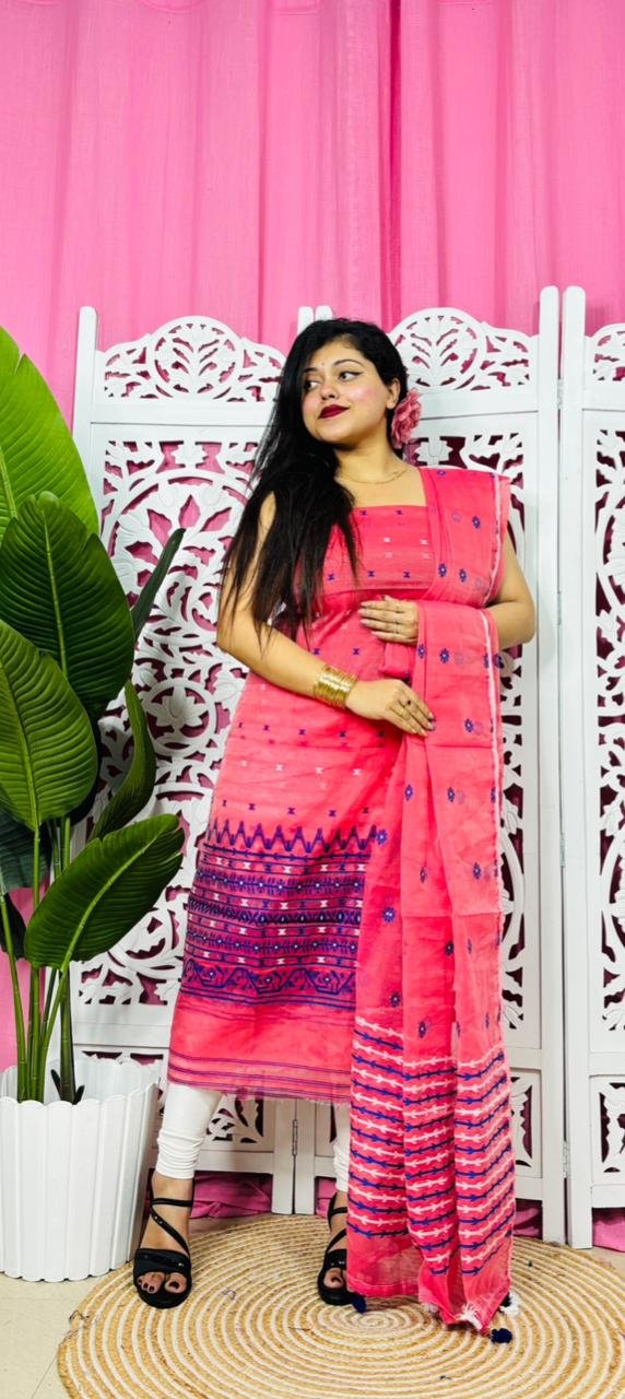 Flower Buti Paddo Kanok Unstitched 2 Piece Jamdani Suit Set