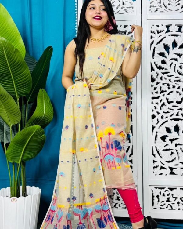 Paddo Pata Ghiye Unstitched 2 Piece Jamdani Suit Set