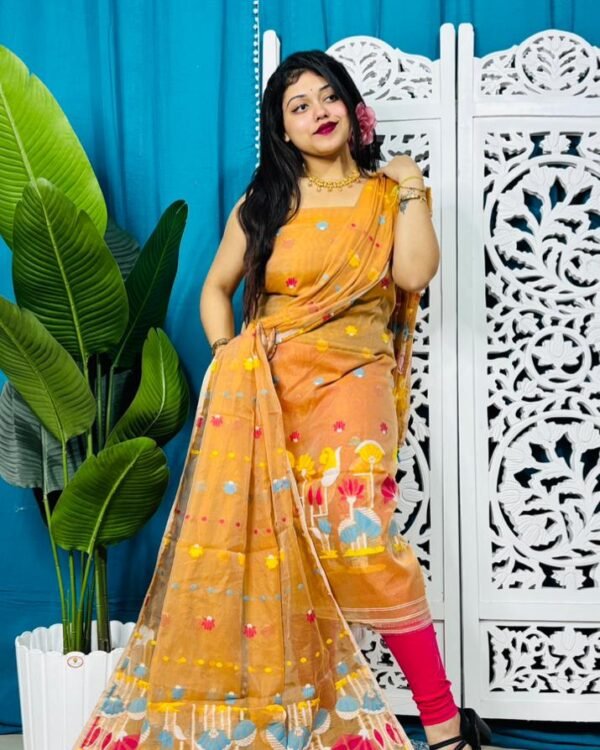 Paddo Pata Horin Unstitched 2 Piece Jamdani Suit Set