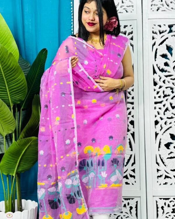 Paddo Pata Light Pink Unstitched 2 Piece Jamdani Suit Set