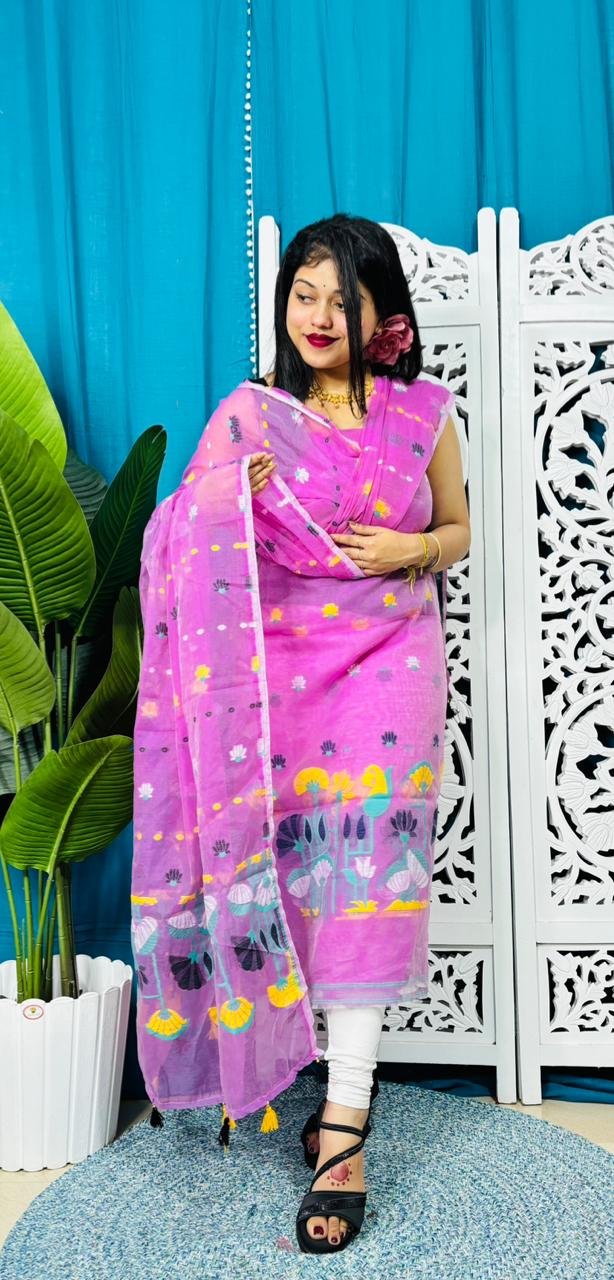 Paddo Pata Light Pink Unstitched 2 Piece Jamdani Suit Set