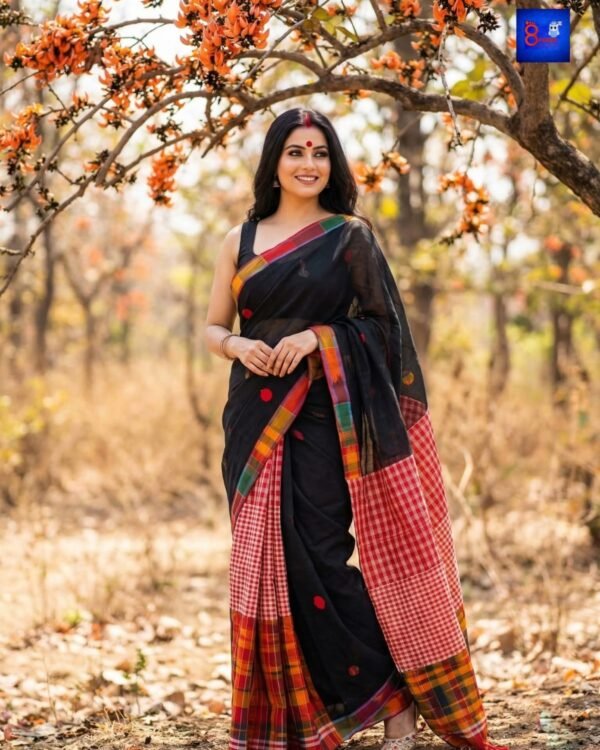 Trending Khadi Black Kotki Mix Match Saree