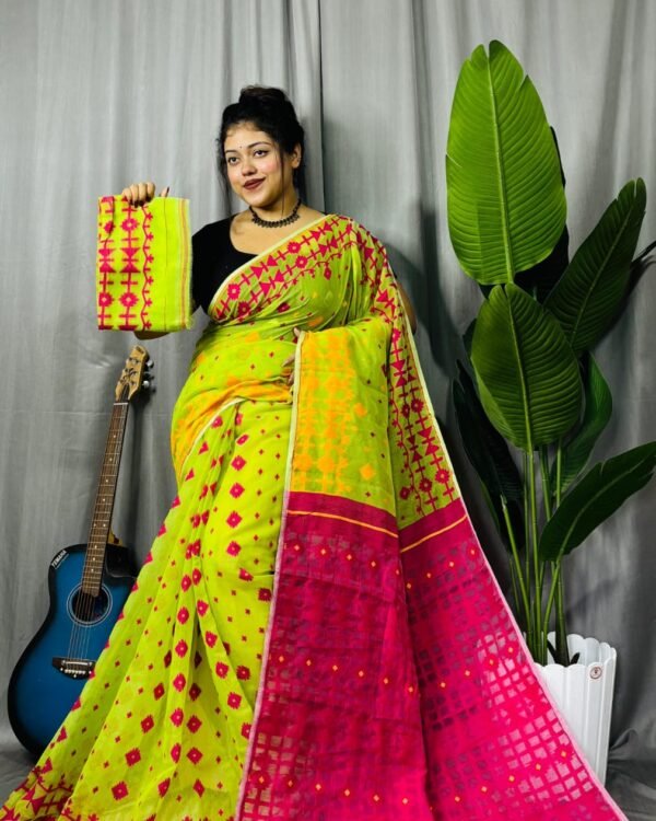 Ganga Jamuna Border Batabi Soft Jamdani Saree