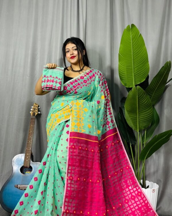 Ganga Jamuna Border Firoja Soft Jamdani Saree