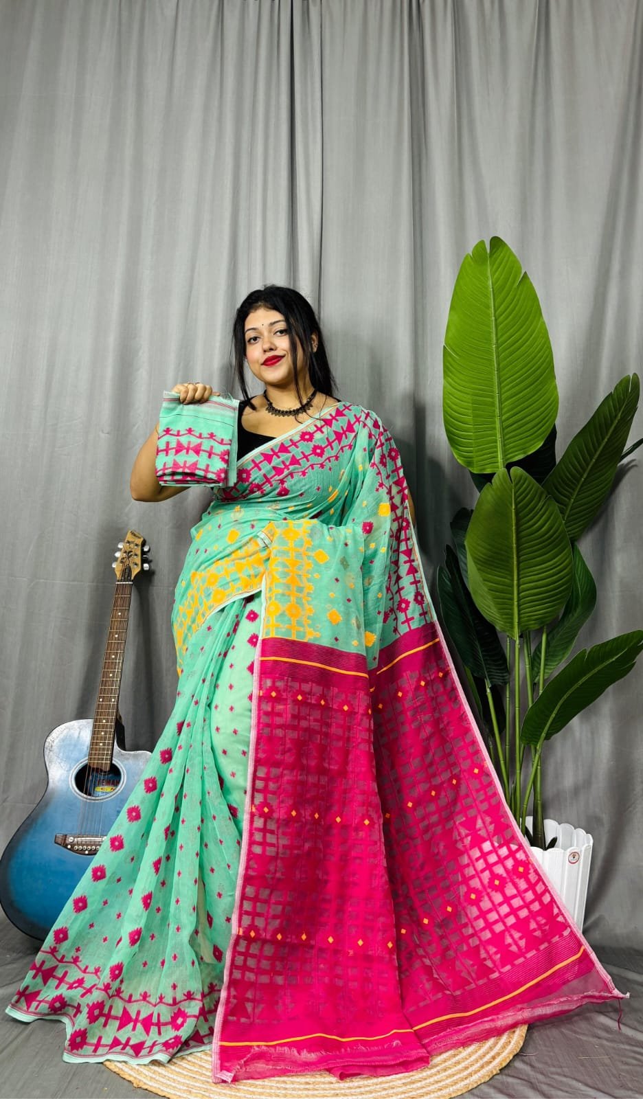 Ganga Jamuna Border Firoja Soft Jamdani Saree
