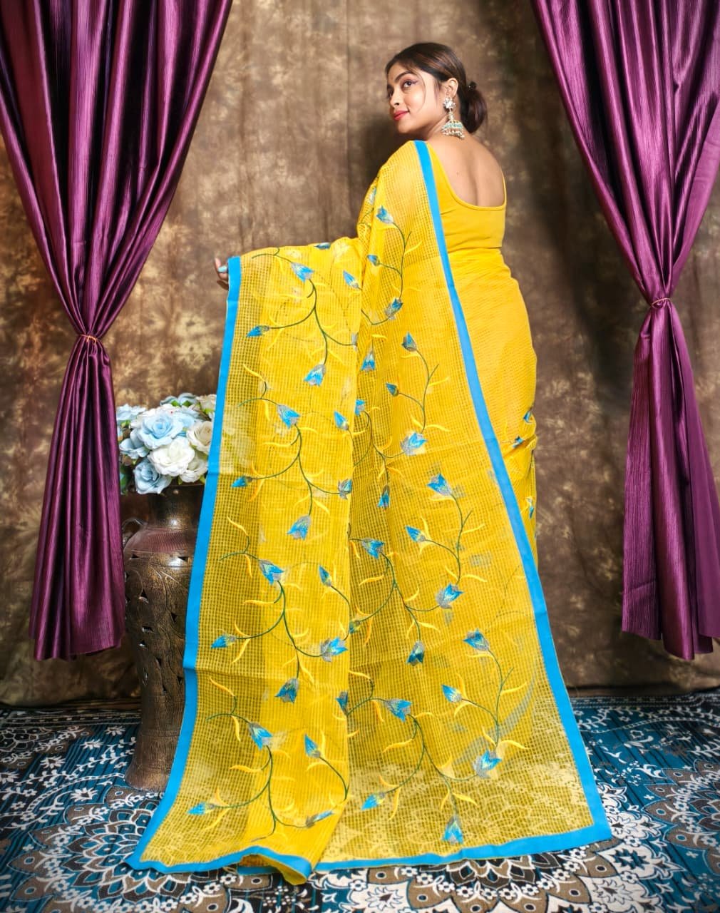 Yellow Resom Kota With Ambodari Work - Image 2