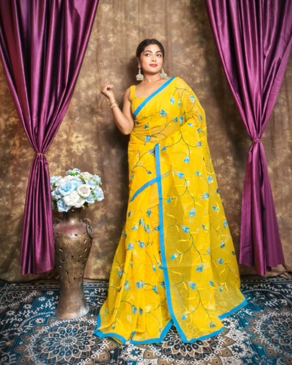 Yellow Resom Kota With Ambodari Work